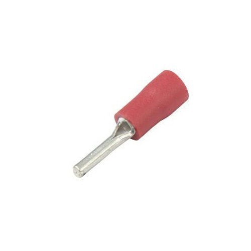 Del City 544105 Pin Terminal, 22 to 18 AWG Conductor, Vinyl Insulation, Red