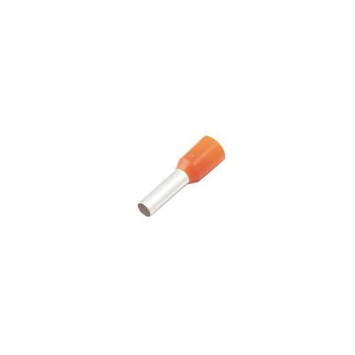 Del City 712102 Wire Ferrule, 12 ga Conductor, 0.39 in Pin Length, Copper Tube, Nylon insulation, Orange