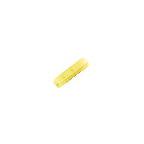 Brazed Barrel Butt Connector, Insulated, 12-10 AWG Conductor, 230 deg F, Nylon, Yellow