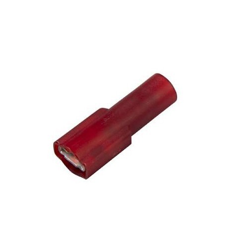 Push-On Terminal, Fully Insulated Female, 22 to 18 AWG Conductor, Nylon, Red, 1000 V, Specifications: 0.25 in, 105 deg C deg C