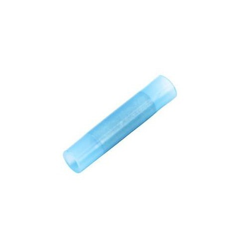 Butt Connector, Insulated, 16 to 14 AWG Conductor, Solid Barrel, Nylon, Blue, 600 to 1000 V, 230 deg F, 0.030 in Thk