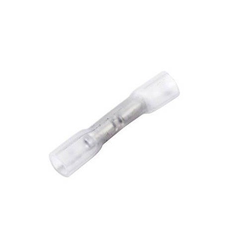 Butt Connector, Insulated, 24 to 22 AWG Conductor, Butted Seam Barrel, Clear, 600 to 1000 V, 230 deg F, 0.030 in Thk