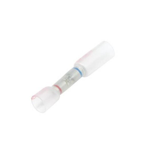 Butt Connector, 2-1 Multi-Wire, 22 to 18 AWG Conductor, Polyolefin, Clear with Red Dash, 0.30 in ID Barrel, 500 V, -67 to 230 deg F