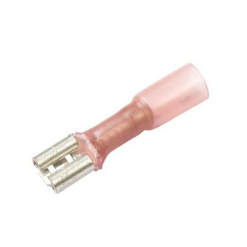 Push-On Terminal, Heat Shrink and Solder Female, 22 to 18 AWG Conductor, Red