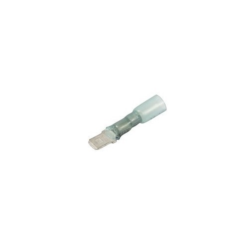 Push-On Terminal, Solder & Crimp, Standard Male, 16-14 AWG Wire, Brass, Blue