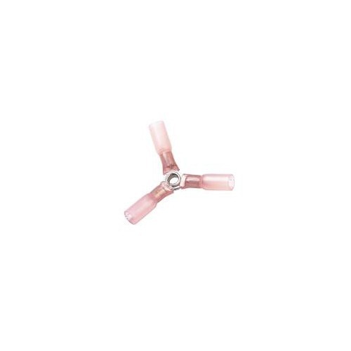 Y-Butt Connector, Crimp, 3-Way Connector, 20-18 AWG Wire, Copper, Red