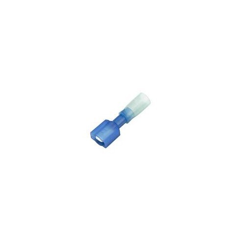 Push-On Terminal, Crimp, Fully-Insulated Female, 16-14 AWG Wire, Brass, Blue