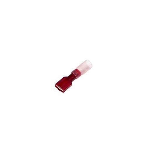 Push-On Terminal, Crimp, Fully-Insulated Female, 20-18 AWG Wire, Brass, Red