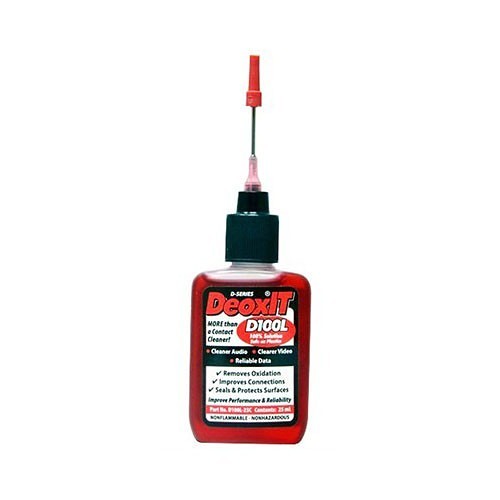 DeoxIT® D100L-25C Electrical Contact Cleaner, 25 mL, Needle Dispenser, Ethereal/Hydrocarbon, Light Red, Liquid