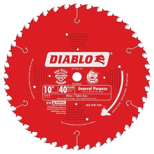 Freud® Diablo® 3081627 Circular Saw Blade, 10 in Dia, 5/8 in Arbor, 40 Teeth