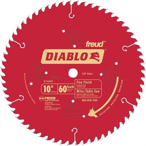 Freud® Diablo® 5096318 Circular Saw Blade, 10 in Dia, 5/8 in Arbor, Micrograin Titanium Carbide Blade, 60 Teeth