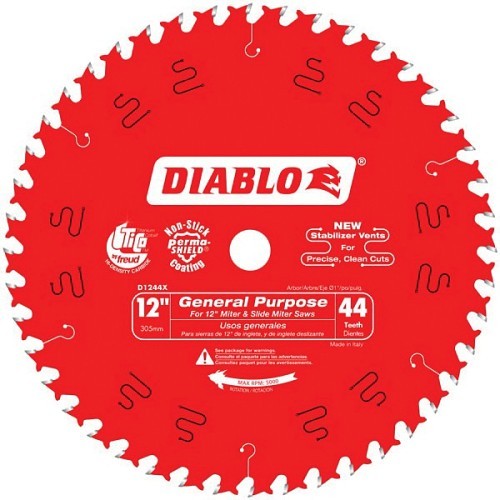 Freud® Diablo® 902330 Circular Saw Blade, 12 in Dia, 0.071 in Thickness, 1 in Arbor, Steel Blade, 44 Teeth