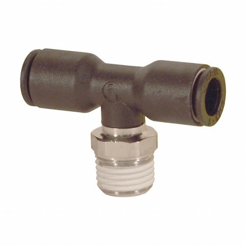 Dixon® 31080610 Hydraulic Tee, 6 mm x 1/8 in Nominal, Push-in x Male BSPT, Class 150 Pressure Class, Brass, Domestic