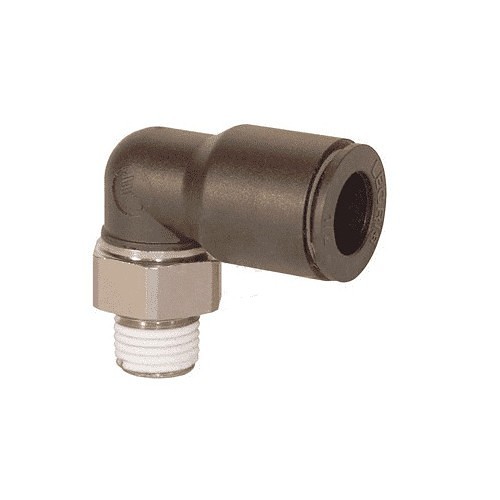 Dixon® Legris by Dixon® 31090814 Pneumatic Elbow, Swivel, 90 deg, 5/6 x 1/4 in Nominal, Push-in x MNPT, Nylon/Brass