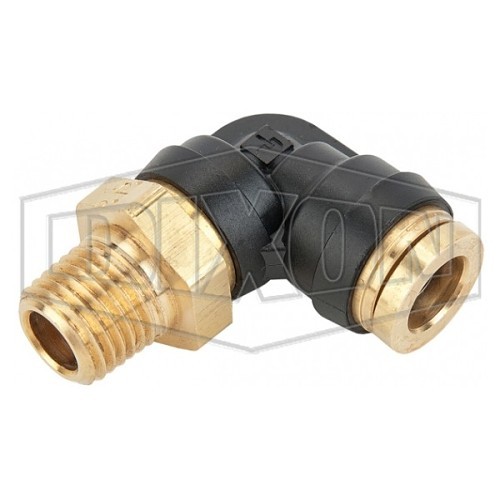 Dixon® 31096214DOT Push-In Elbow, Elbow, 1/2 x 1/4 in Nominal, Tube x MNPT, Composite/Brass