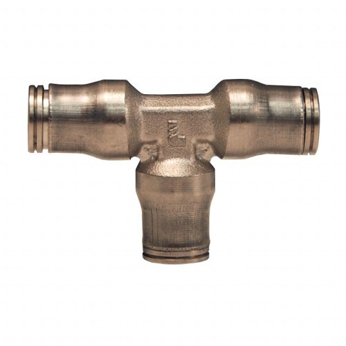 Dixon® 32046000 Push-In Union Tee, Tee, 3/8 in Nominal, Tube, Nylon/Brass