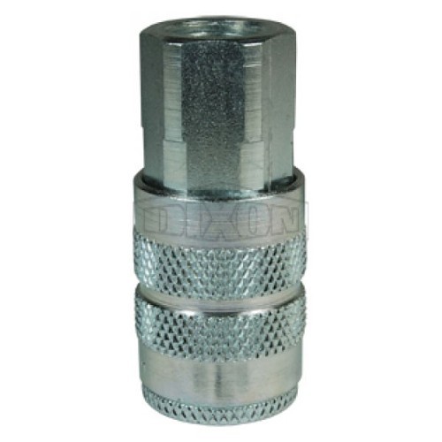 Dixon® 4FF3 Pneumatic Coupler, Pneumatic Manual Female Threaded Coupler, 3/8 in Nominal, Tubing x FNPT, Steel