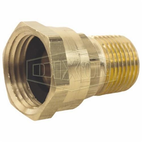 Dixon® 5041208C Garden Hose Fitting, Adapter, 3/4-11-1/2 x 1/2-14 in Nominal, Female Thread Swivel x MNPT, CDA Brass 360, Domestic