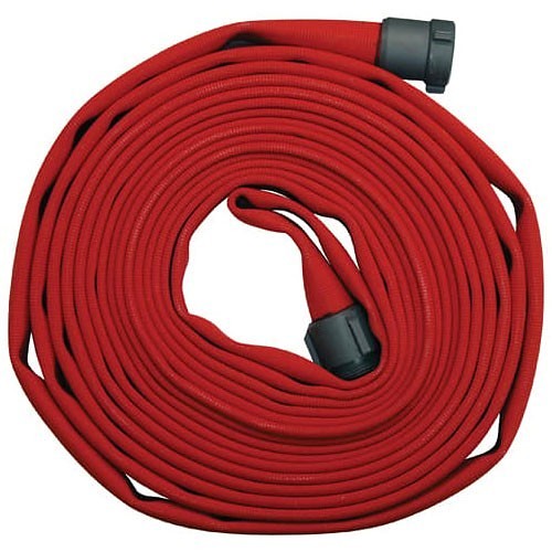 Dixon® A515R50RAF Fire Hose, 1-1/2 in Nominal, Rocker Lug Nst (nh), 50 ft Length, 225 psi Working, Polyester Jacket, Epdm Rubber Lining