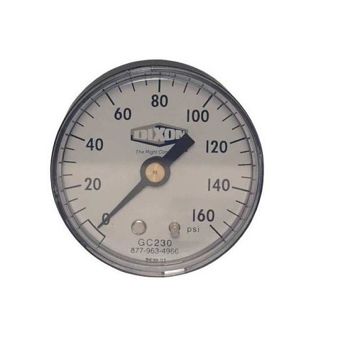 Dixon® GC235 Dry Gauge, 0 to 200 psi Gauge Range, 1/4 in MNPT, +/-2 to 1 to 2% Accuracy, ABS Plastic