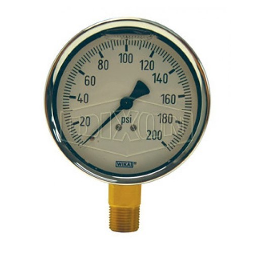 Dixon® Boss™ GLBR1000-4 Hydraulic Gauge, 0 - 1000 psi Gauge Range, 4 in, 1/2 in, +/-1 % Accuracy, Brass, Copper alloy bourdon tube