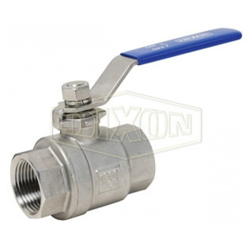 Dixon® SSBV100 Ball Valve, 1 in Nominal, FNPT, 1000 psi Pressure Class, Stainless Steel Body, Full Port, Softgoods Material: PTFE