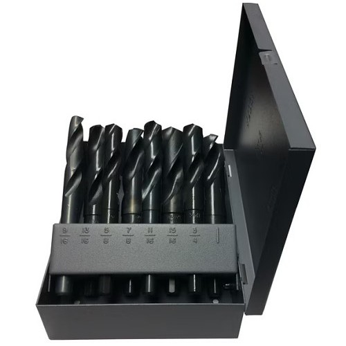 Drill America G1764676 Drill Bit Set, System of Measurement: Imperial, 118 deg Drill Point Angle, 8 Piece, High Speed Steel, Black Oxide