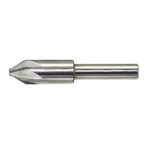 Drillco 39E124B Countersink, 3/8 in Body Dia, 1/4 in Shank Dia, 6 Flutes, 82 deg Included Angle, High Speed Steel