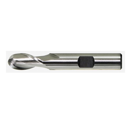 Drillco 640A108A 6400A Center Cutting Imperial Regular Length Single End Ball Nose End Mill, 1/8 in Dia Cutter, 3/8 in Length of Cut, 2 Flutes, 3/8 in Dia Shank, 2-5/16 in OAL, Bright