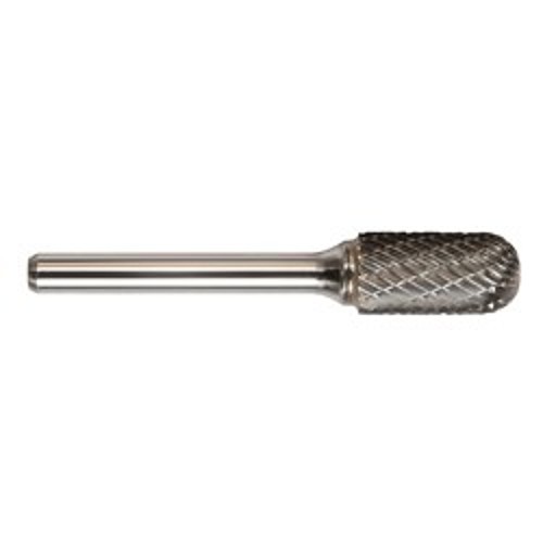 Drillco Magnum 70C042DC Carbide Burr, Cylindrical Ball Nose Head Shape, 1/8 in Head Dia, 9/16 in Length of Cut, Double Cut Cut Type