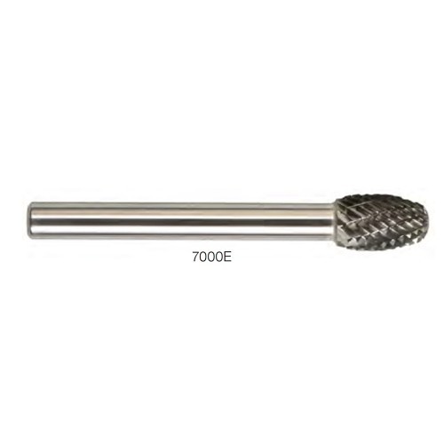 Drillco 7E124ADC Carbide Burr, Oval, SE-3, 3/8 in Head Dia, 5/8 in Length of Cut, Double Cut Cut Type