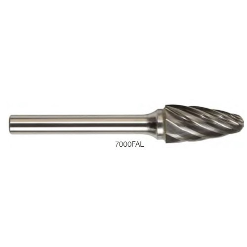 Drillco 7FAL132 Carbide Burr, Round Tree, SF-5NF, 1/2 in Head Dia, 1 in Length of Cut