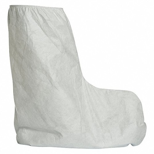 DuPont™ TY454SWH00010000 Boot Cover, ASTM D1777, D3776, D774, D5733, D5034, D257, Fits Shoe Size: Universal, White, Elastic Closure, Polyethylene Outsole, Resists: Slip, 17 in Height