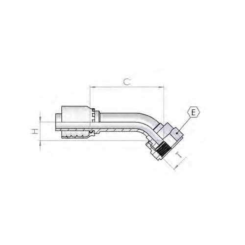 Dunham Rubber & Belting S250G06-09 Hydraulic Elbow, 3/8 in Nominal, ORFS