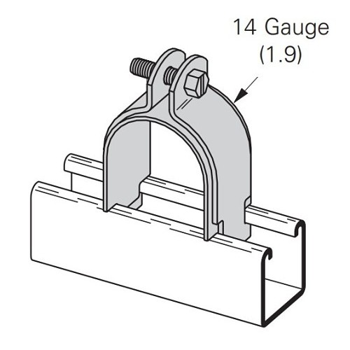 Eaton B2034-PLT Conduit Clamp, 1-5/8 in Conduit, 600 lb Load, Low Carbon Steel