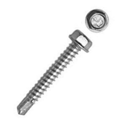 ELCO® DC930 Self Drilling Screw, 1/4-14, Indented Hex Washer Head, Hex Unslotted Drive, Steel, Stalgard