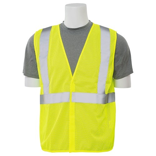 Economy Mesh Vest, 3X-Large, Hi-Viz Lime, 100% Polyester Knitted Mesh, Hook & Loop Closure, ANSI Class: ANSI/ISEA 107-2010