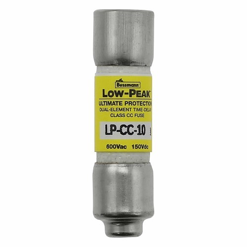 Eaton LP-CC-10 Time Delay Fuse, 10 A Amp, 600 VAC, 150 VDC, 20 kAIC, 200 kAIC Interrupt, Class: CC, Melamine Tube Body Type