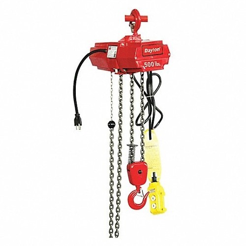 Elkay DAYTON® 4GU71 Electric Chain Hoist, 500 lb Load, 10 ft Lifting Height, 115 V