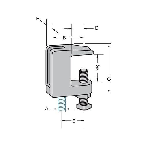 Empire C420-1/2 Pipe Beam Clamp, 1/2-13 in Rod, 470 lb, Malleable Iron, Plain