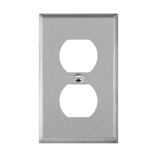 Enerlites 7721 Duplex Receptacle Wall Plate, 1 Gangs, 430 Stainless Steel, Silver