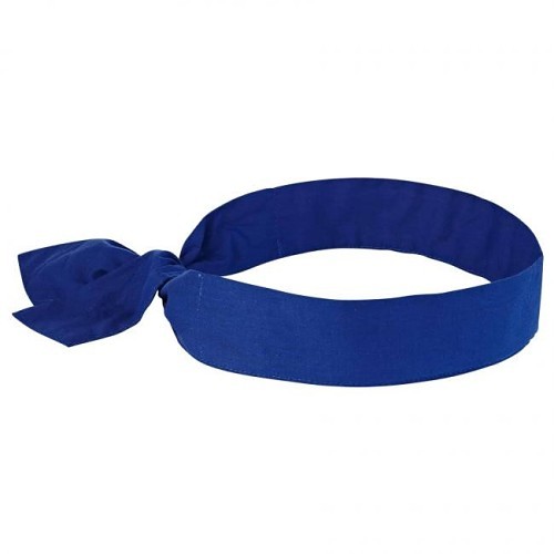 Ergodyne® 12307 Cooling Bandana, Evaporative, One Size Fits All, Solid Blue, Polymer, Tie Closure