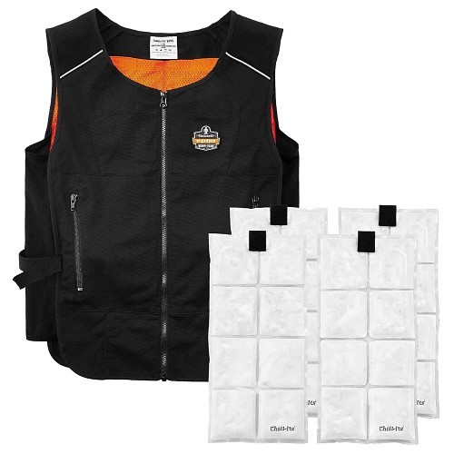 Ergodyne® 6260 Cooling Vest, X-Large, Black, Polyster, 2 Pockets