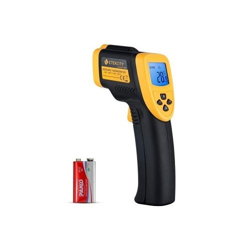 Etekcity LASERGRIP800 Infrared Thermometer, -58 to 1382 deg F, +/-2 / +/-2 deg C Accuracy, 95 % Emissivity, 9 Vdc Battery