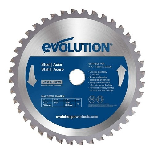 Evolution® 185BLADEST Circular Saw Blade, 7-1/4 in Dia, 5/8 in Arbor, Carbide Tipped, Mild Steel Blade, 40 Teeth