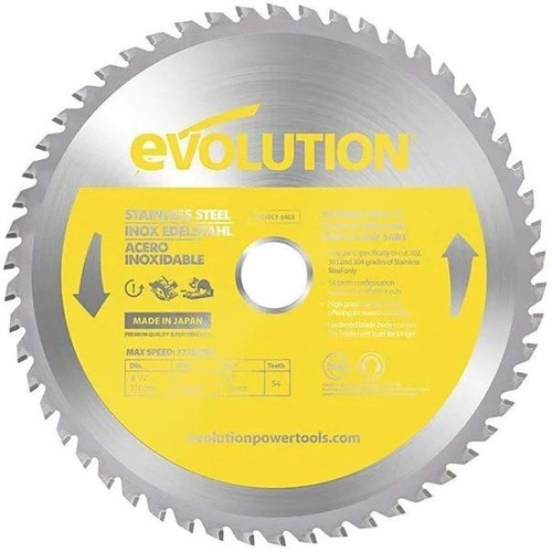 Evolution® S210TCT-54CS Circular Saw Blade, 8-1/4 in Dia, 0.079 in Thickness, 1 in Arbor, 54 Teeth