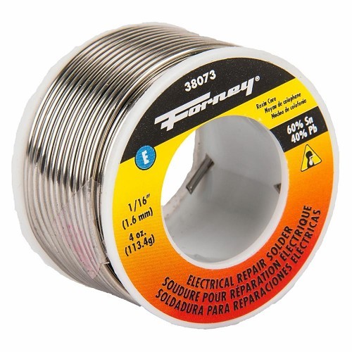 FORNEY 38073 Solder, 1/16 in Wire Dia, 375 to 575 deg F Melting, 4 oz Container, 60/40 Tin/Lead