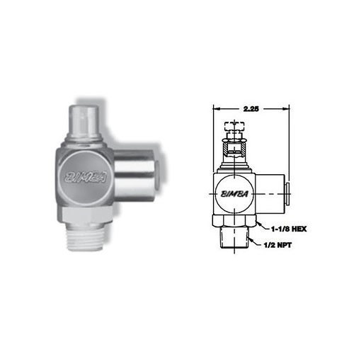 BIMBA FQP8 Flow Control Valve, 1/2 in Nominal, NPT x PTC, Metal Body