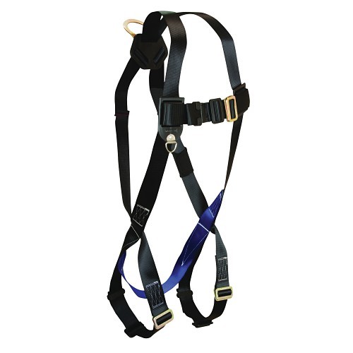 FallTech® 7007 Basic Contractor Standard Non-Belted Harness, Universal, 425 lb Load, Polyester Strap, Mating Leg Strap Buckle, Mating Chest Strap Buckle, Alloy Steel Hardware, Black