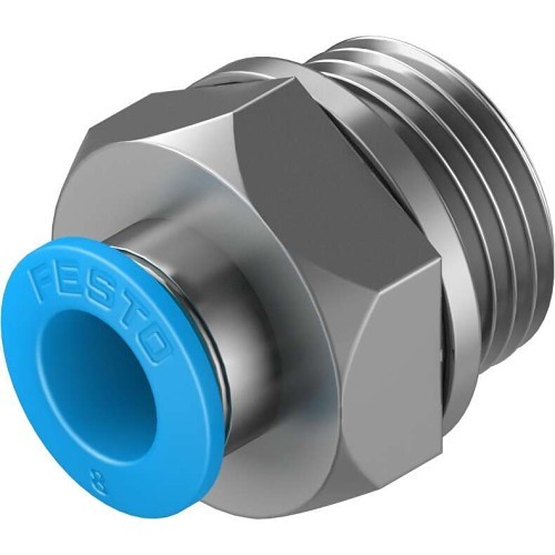 Festo QS-G3/8-8 Push-In Fitting, Brass Housing